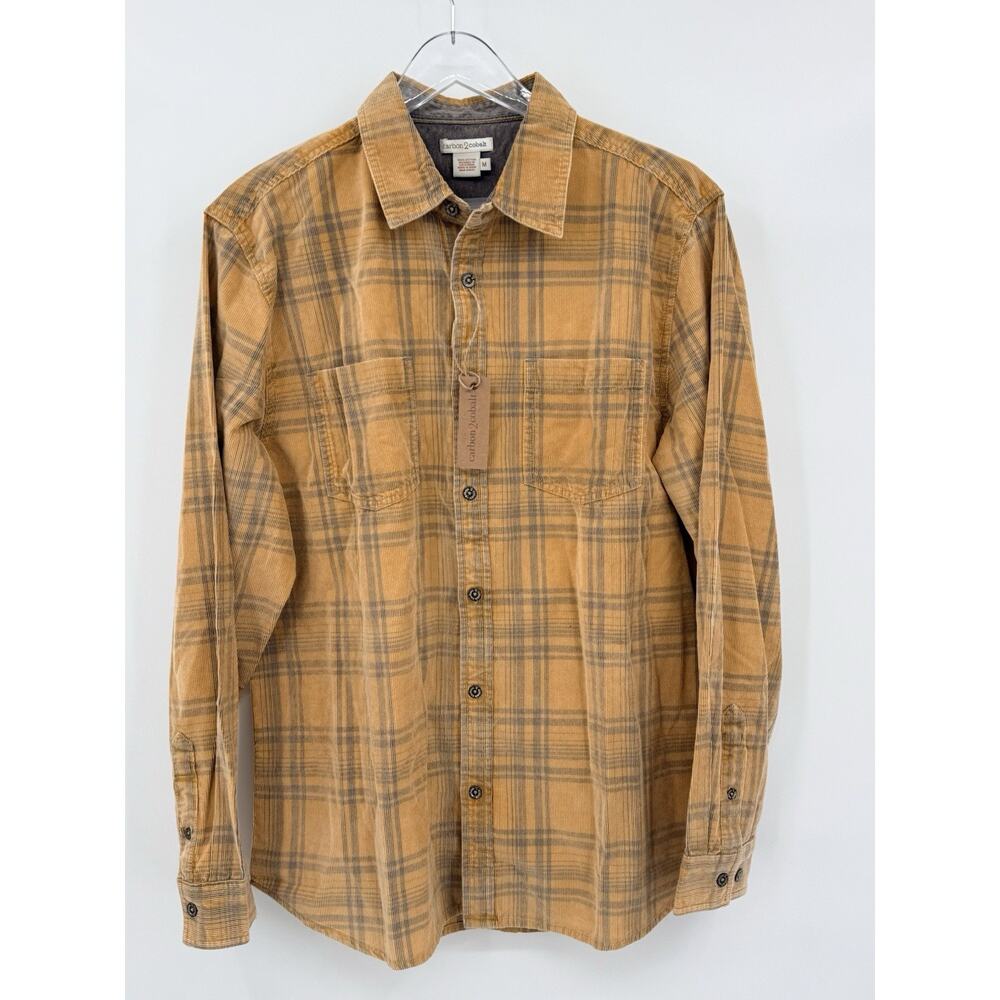 NEW Carbon2Cobalt Carbon 2 Cobalt Mustard Yellow Plaid Button Down Shirt Medium